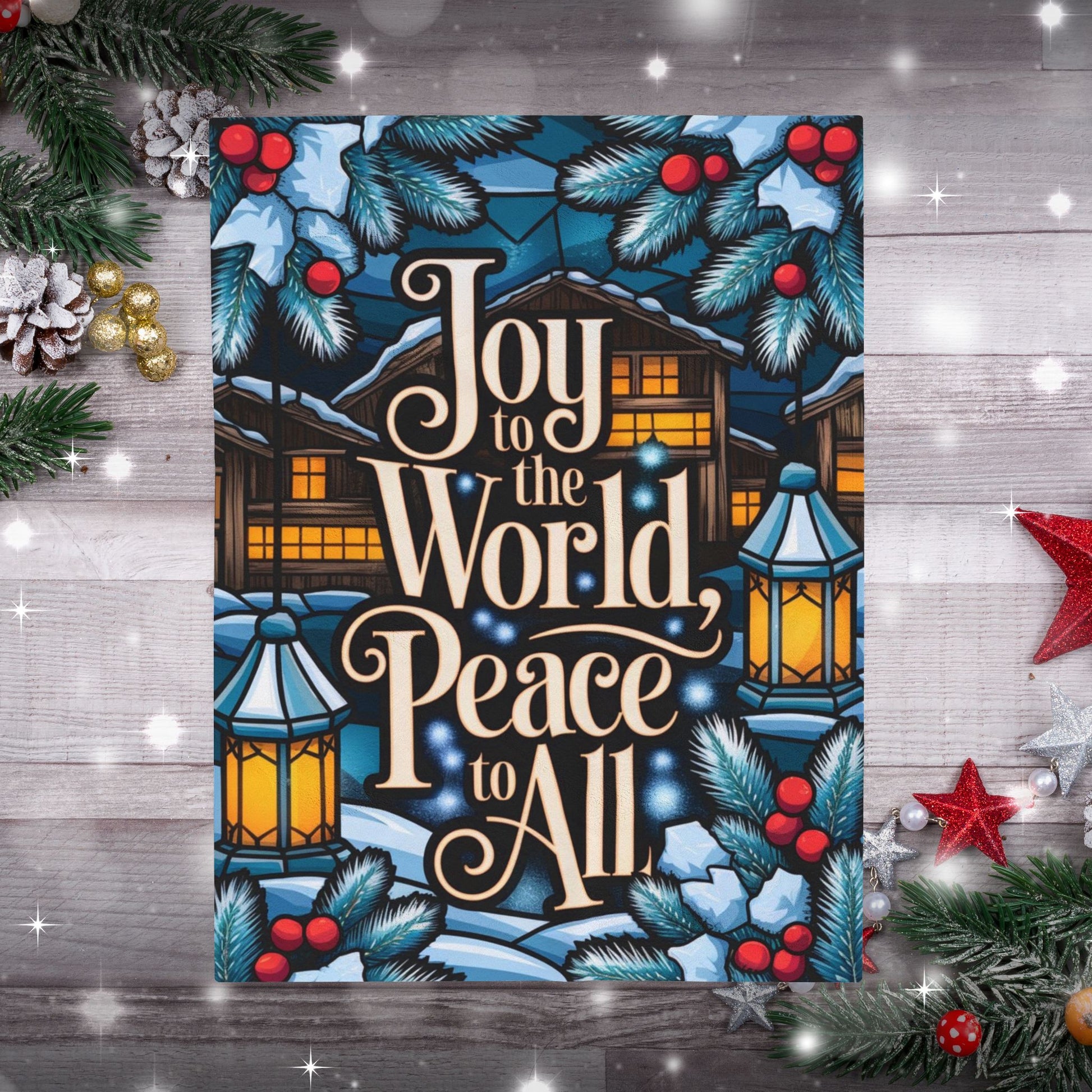 Holiday blanket “Joy to the World, Peace to All” cozy Christmas throw for seasonal cheer and warmth