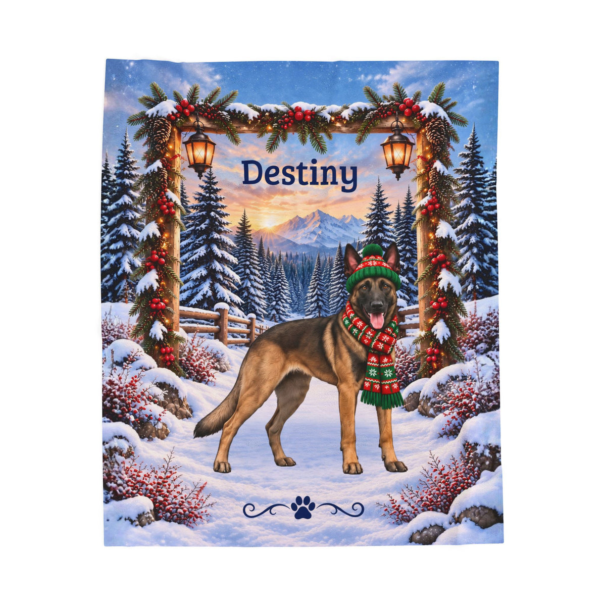 Belgian Malinois (Fawn Sable Coat) - Personalized Winter Keepsake Blanket, Custom Mali Lover Throw