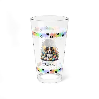 Beagle Personalized Easter Puppy 16oz Pint Glass - Custom Dog Design, Mental Health Gift, Easter Décor, and Festive Celebrations