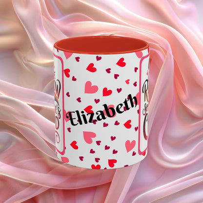 Be The Rainbow Valentines affirmation mug with uplifting message, colorful Valentine themed ceramic coffee cup