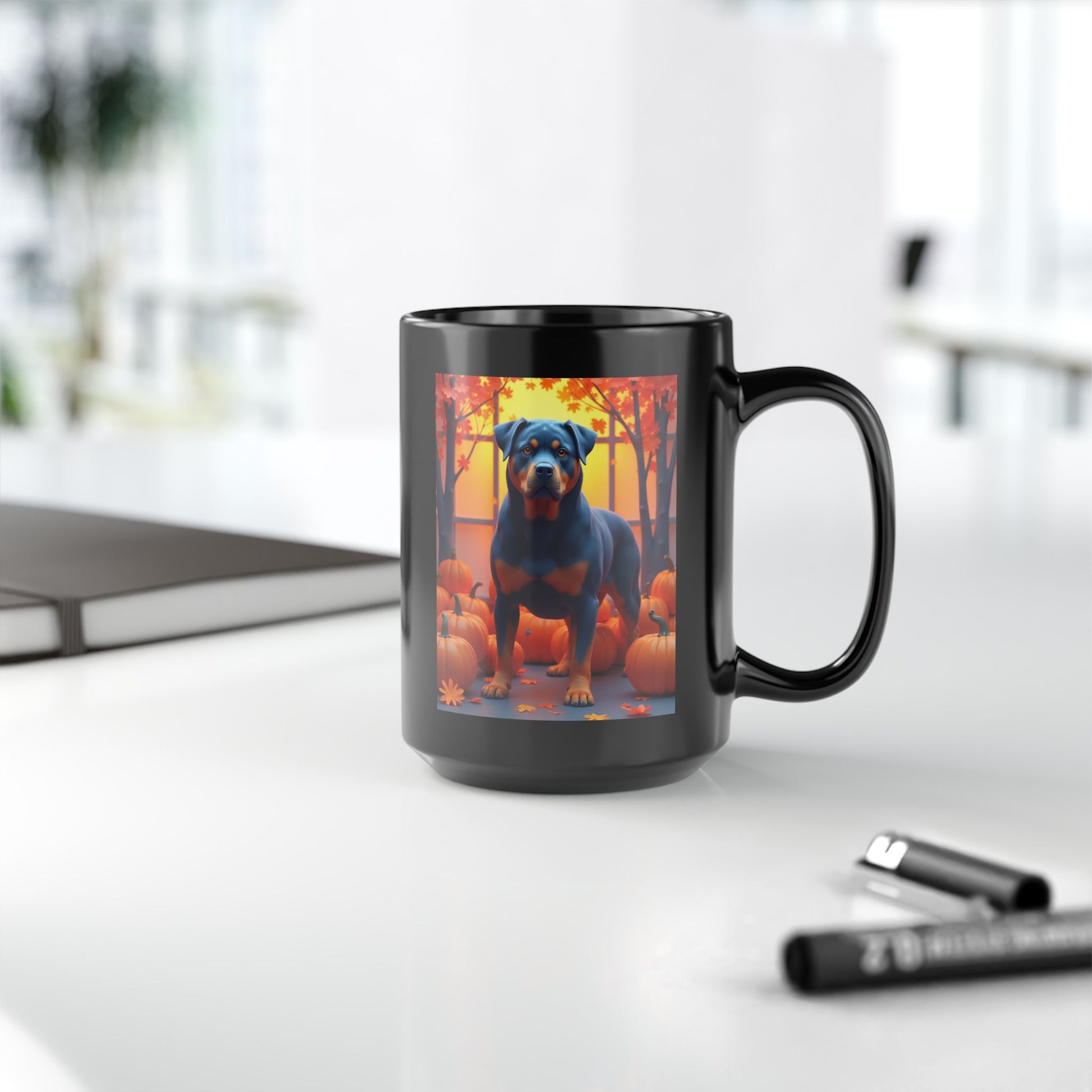 Rottweiler Blue - Autumn coffee mug, custom fall dog lover gift for Rottweiler fans