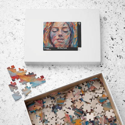 Empowerment Escape - Close-Up Woman's Portrait Puzzle with Bold Multicolor Oil Brushstrokes