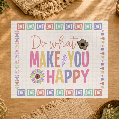 Motivational mat with colorful text and decorative elements on a white background