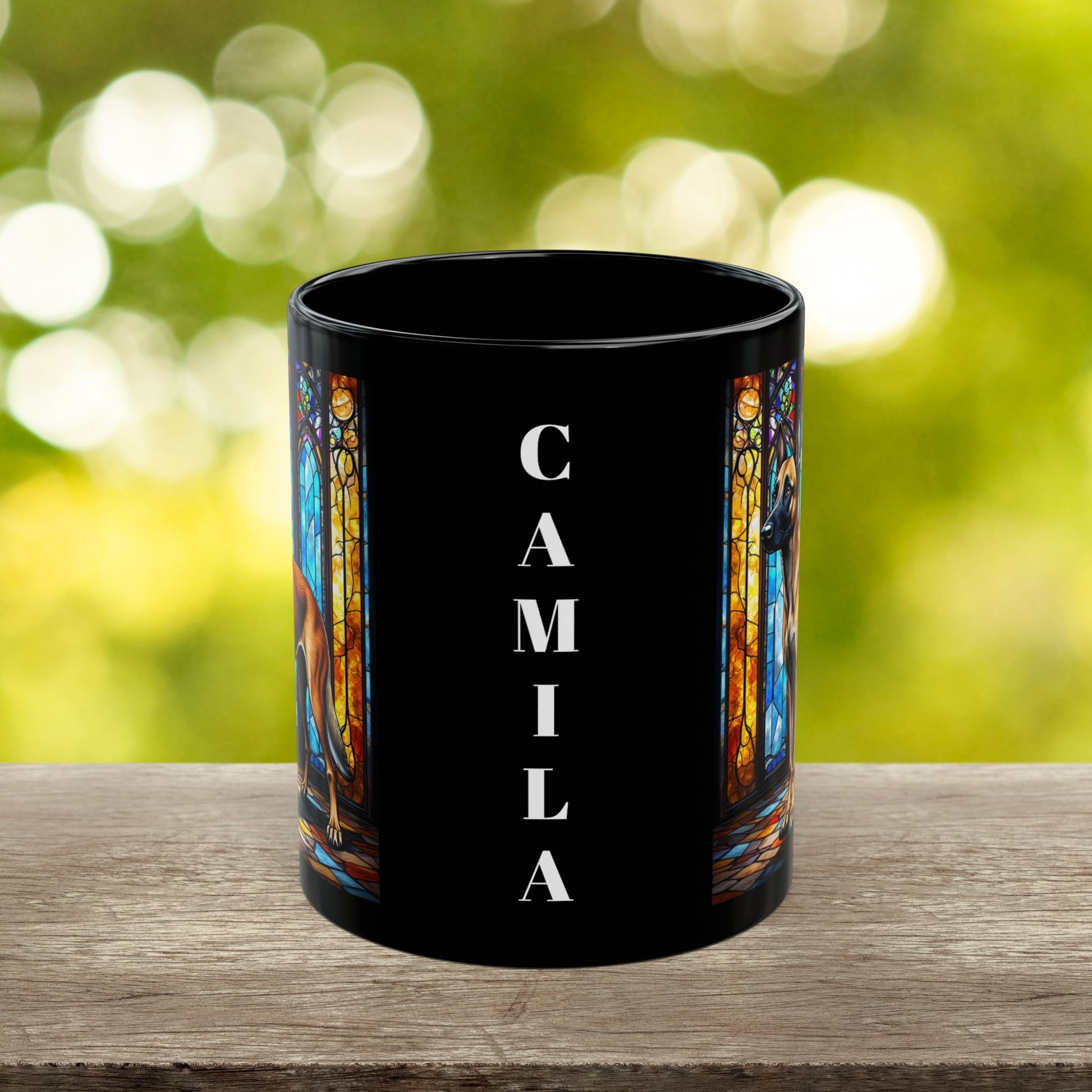Mahogany Belgian Malinois personalized dog name mug