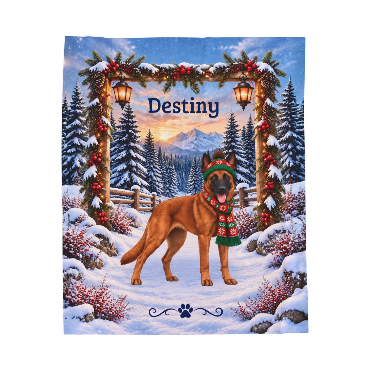 Belgian Malinois (Red Coat) - Personalized Dog Lover Blanket, Custom Name Plush Winter Sofa Throw