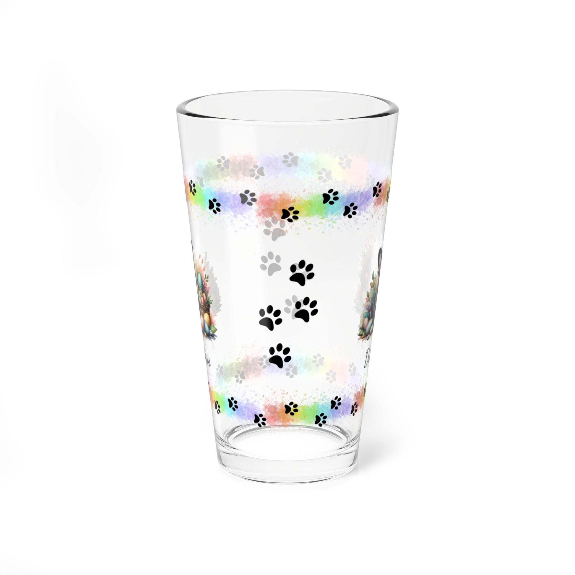 French Bulldog (Black) Personalized Easter Puppy 16oz Pint Glass - Custom Dog Design, Mental Health Gift, Easter Décor, and Festive Celebrations