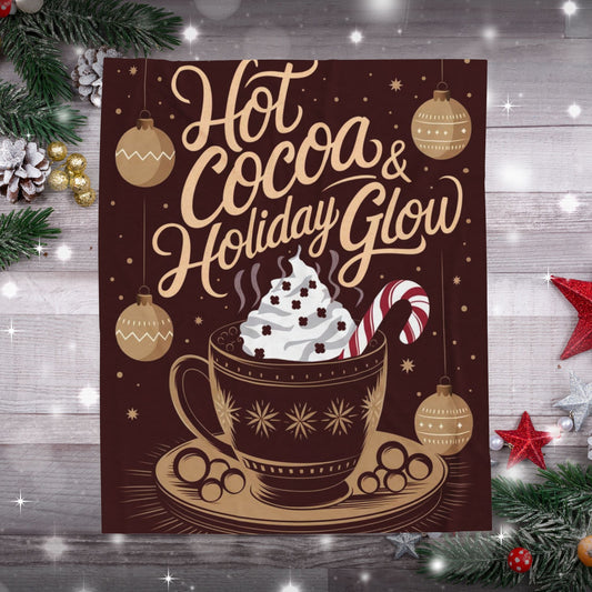 Christmas blanket “Hot Cocoa & Holiday Glow” cozy festive throw for winter comfort and joy