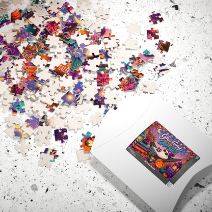 Ghosting My Worries Halloween Puzzle - Unbothered Ghost in Hammock with Breathe Relax Unwind Pillow