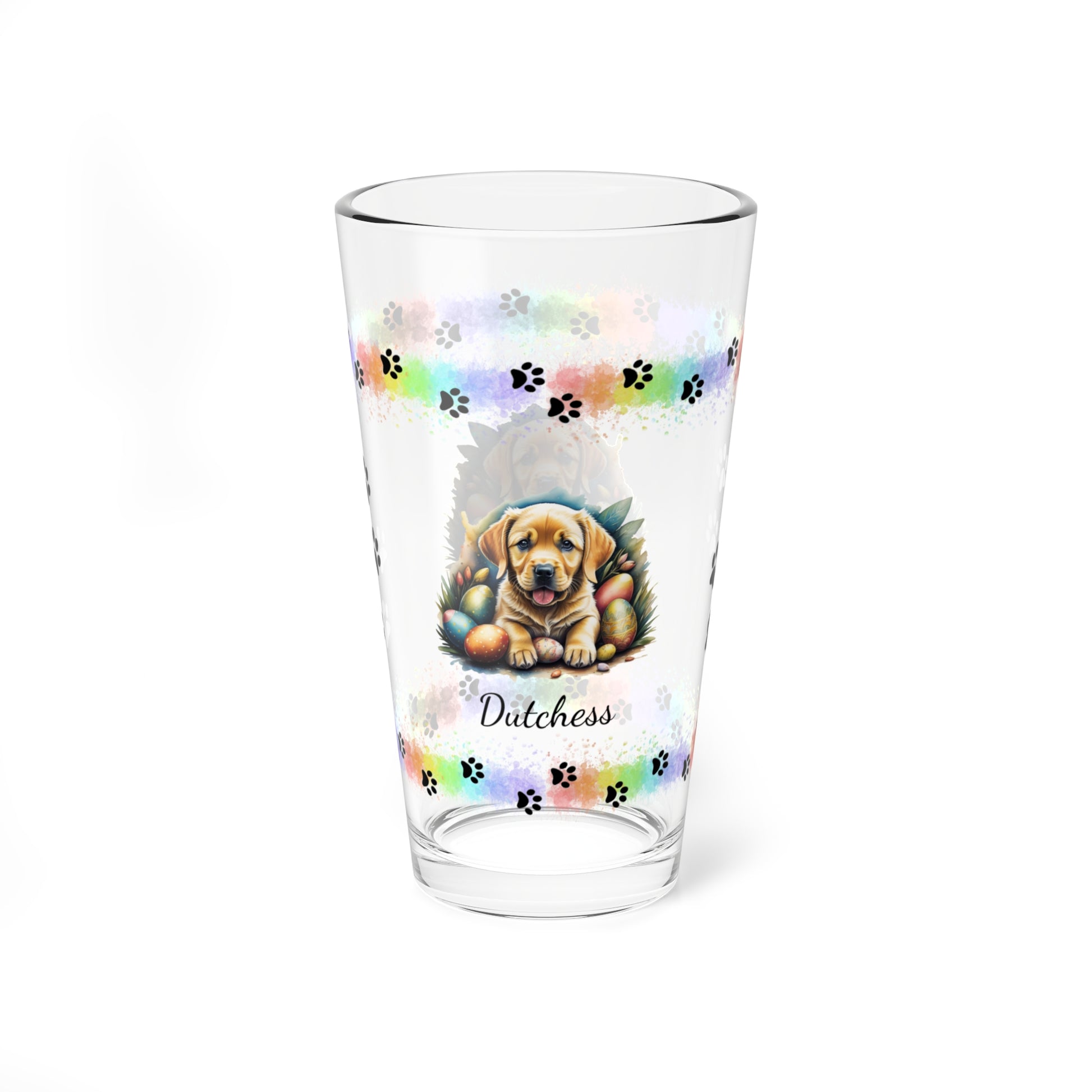 Yellow Labrador Personalized Easter Puppy 16oz Pint Glass - Custom Dog Design, Mental Health Gift, Easter Décor, and Festive Celebrations