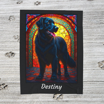 Golden Retriever Black Coat Personalized Velveteen Plush Blanket, Custom Dog Lover Throw for Humans