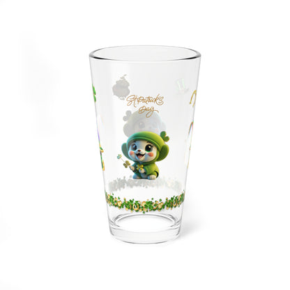 Blissful Blarney Kitten: Mindful St. Patrick's Day 16oz Pint Glasses - Festive Design for Positivity & Wellness