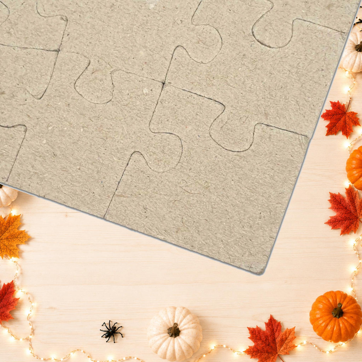 Bat-ter Days Ahead Halloween puzzle featuring cheerful bat artwork, heart pumpkins, and a cozy cottage scene