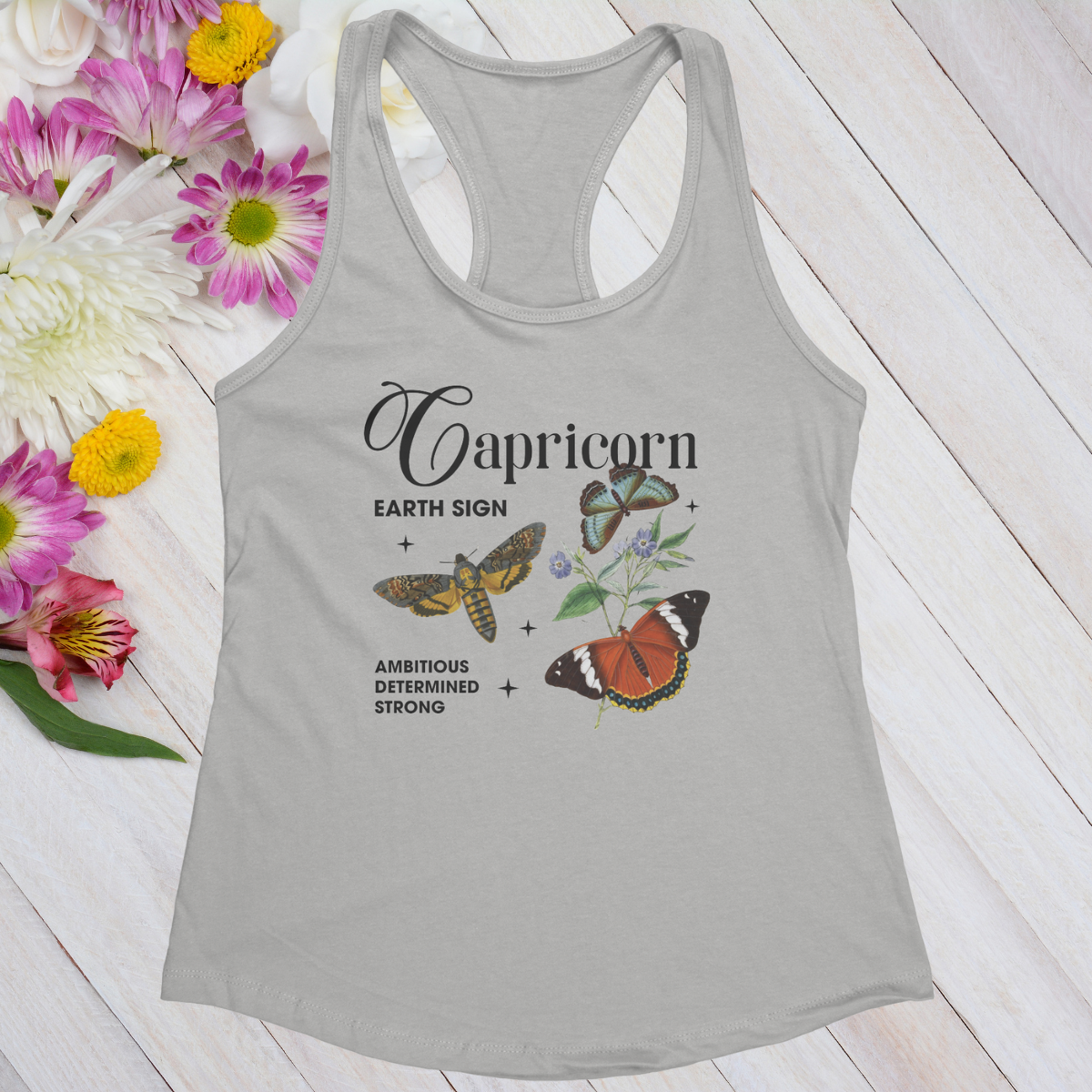 Capricorn Butterfly Zodiac Women's Racerback Tank