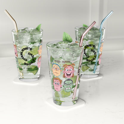 Mood: Human - Personalized Funny Pint Glass, Sassy Drinkware with Attitude, Daily Dose of Attitude and Humor