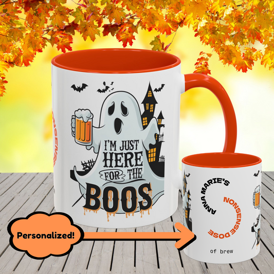 Just Here for the Boos Halloween Mug -fun personalized coffee cup for fall & positivity
