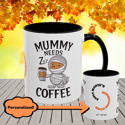 Mummy Needs Coffee Halloween Mug -funny fall coffee cup for cozy seasonal gift