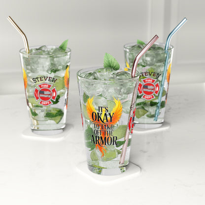 Take Off the Armor firefighter drinkware - self-care gift promoting emotional strength and recovery