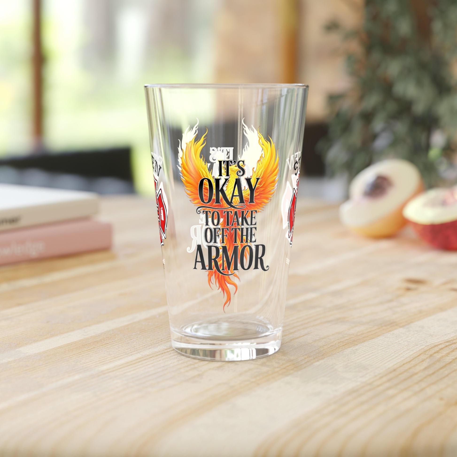 Take Off the Armor firefighter drinkware - self-care gift promoting emotional strength and recovery