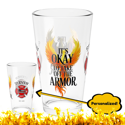 Take Off the Armor firefighter drinkware - self-care gift promoting emotional strength and recovery
