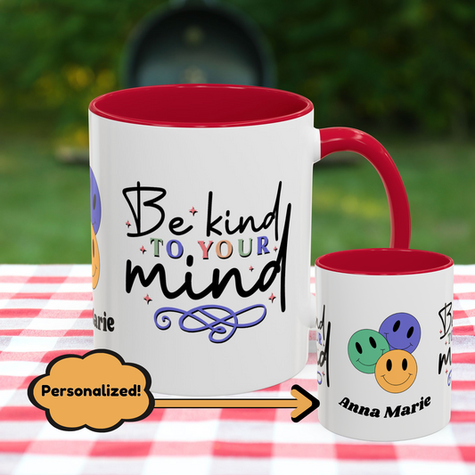 Be Kind to Your Mind - Custom Retro Uplifting Mug for Mental Health Support & Emotional Well-Being