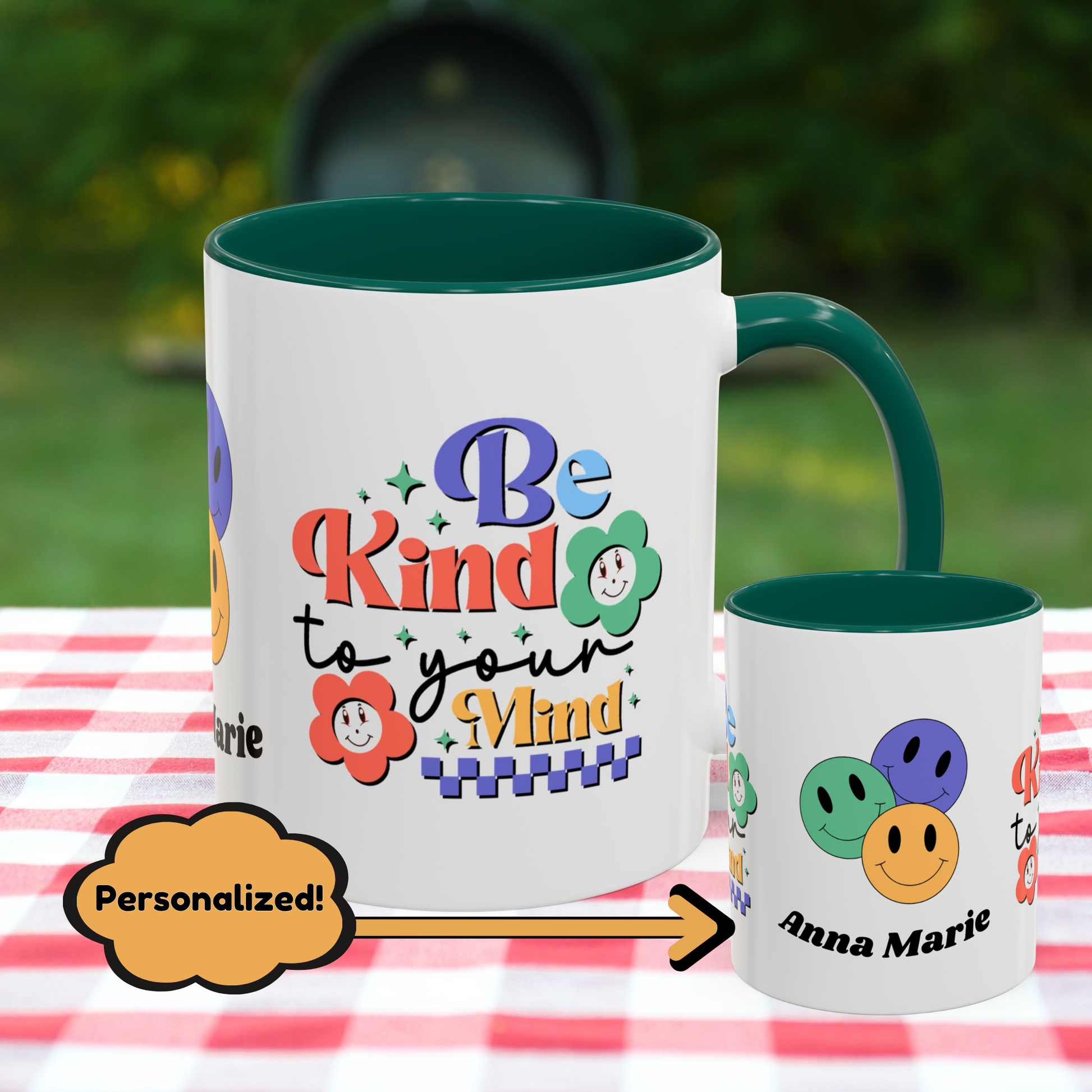 Be Kind to Your Mind - Personalized Retro Mental Wellness Mug for Mental Health Awareness & Self-Care