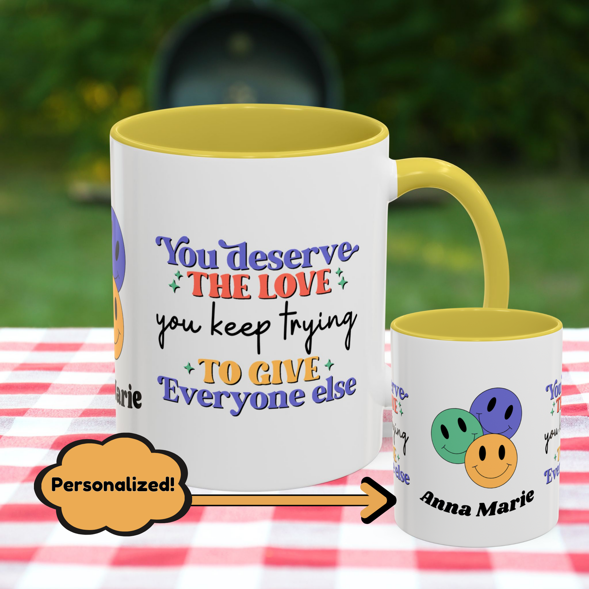 You Deserve the Love You Keep Trying to Give Everyone Else - Custom Retro Self-Care Mug for Emotional Wellness