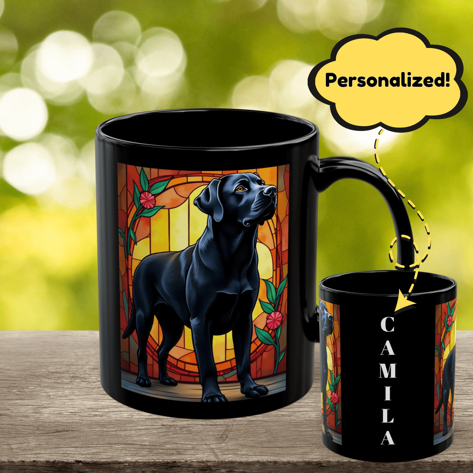Labrador Retriever Black personalized mug, custom dog coffee cup gift for Lab lovers