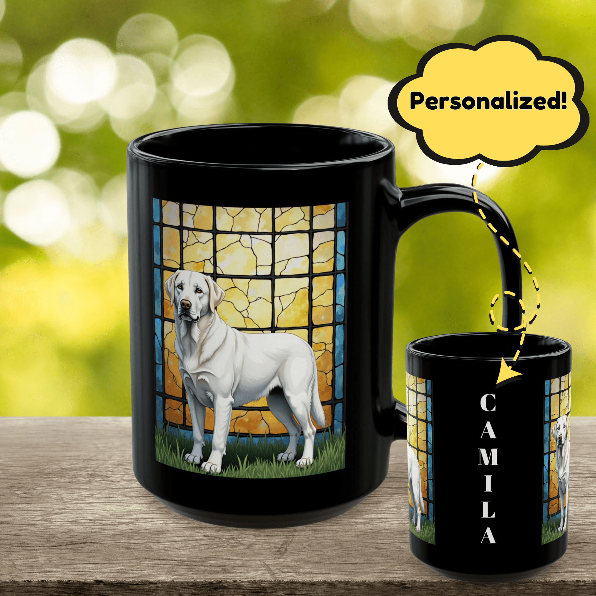 Labrador Retriever White personalized mug, custom dog coffee cup gift for Lab owners