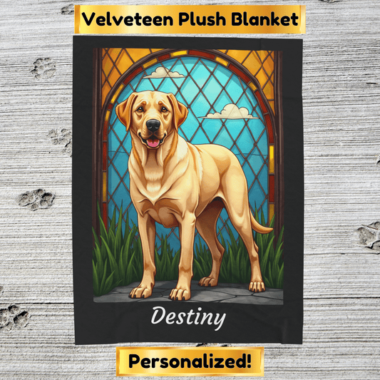 Labrador Retriever Yellow Coat Blanket, Velveteen Plush Custom Dog Lover Throw, Gift for Pet Owners