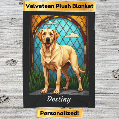 Labrador Retriever Yellow Coat Blanket, Velveteen Plush Custom Dog Lover Throw, Gift for Pet Owners