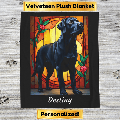Labrador Retriever Black Coat Blanket, Velveteen Plush Custom Dog Art Throw, Gift for Humans