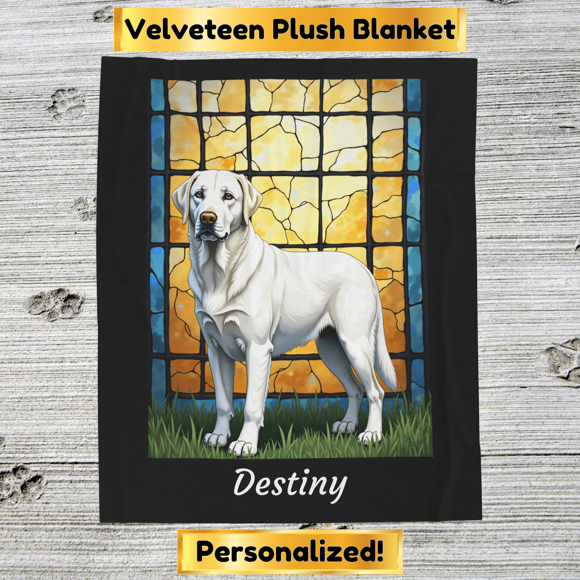 Labrador Retriever White Coat Blanket, Velveteen Plush Custom Dog Art Throw, Pet Lover Gift for Humans