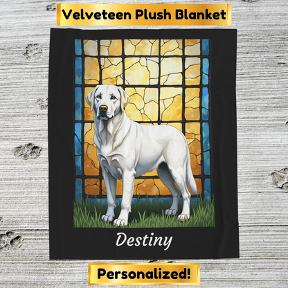 Labrador Retriever White Coat Blanket, Velveteen Plush Custom Dog Art Throw, Pet Lover Gift for Humans