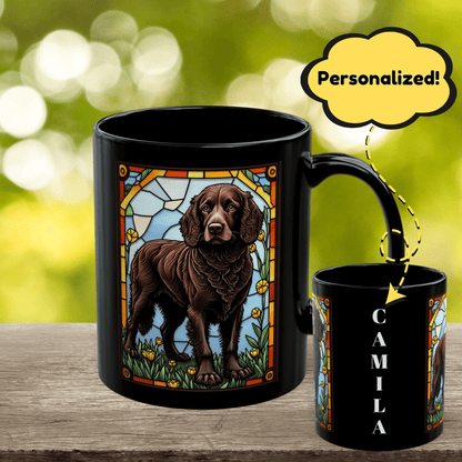 American Water Spaniel personalized mug, stained glass coffee cup gift for dog lovers and pet parents