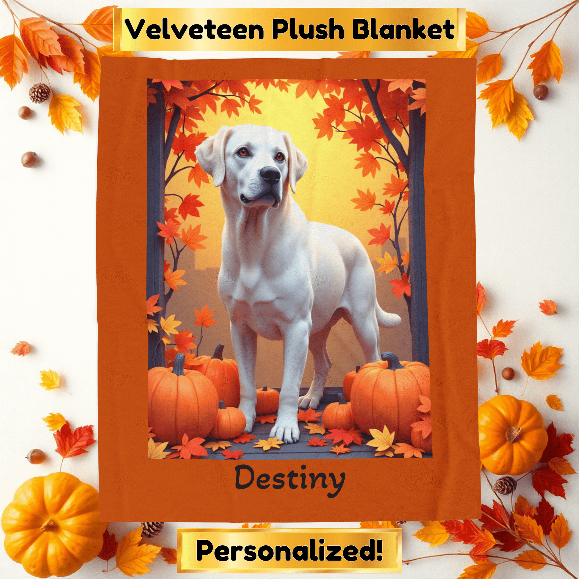 White Labrador Retriever velveteen plush blanket, personalized dog throw for white lab parents - MySisterIsASurvivor