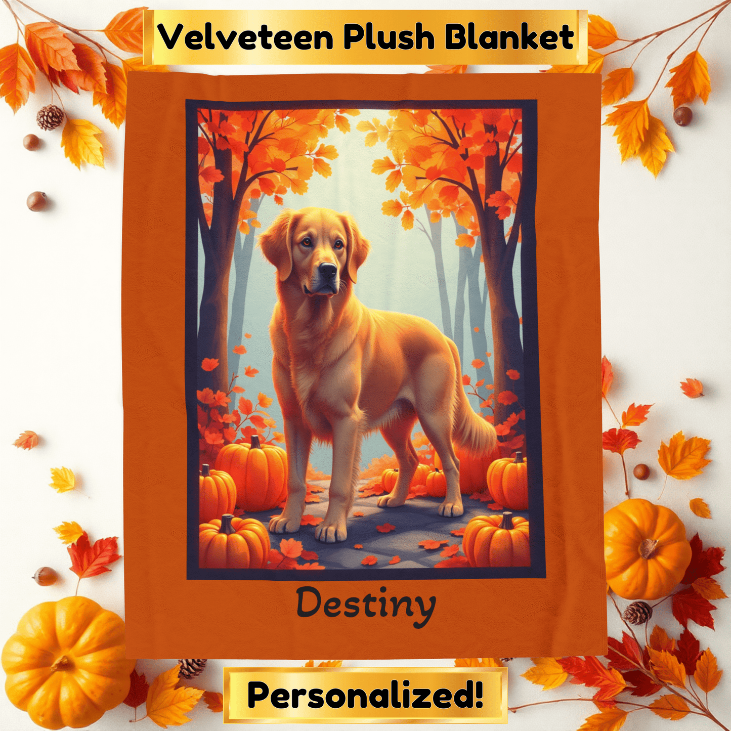 Golden Retriever velveteen plush blanket, personalized dog throw for Retriever owners - MySisterIsASurvivor