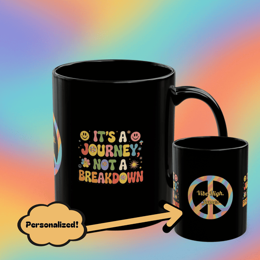 It's a Journey, Not a Breakdown 70s Mental Health Mug, Self-Care Gift - MySisterIsASurvivor