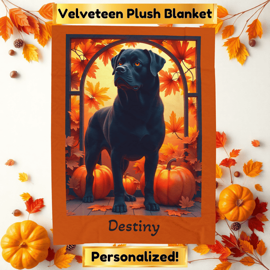 Black Rottweiler velveteen plush blanket, plush personalized dog throw for loyal Rottie owners - MySisterIsASurvivor