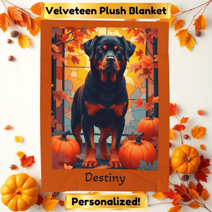 Black and Rust Rottweiler velveteen plush blanket, cozy personalized dog throw for loyal Rottie fans - MySisterIsASurvivor