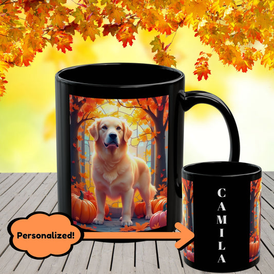 Golden Retriever Light - Personalized fall coffee cup, custom dog lover gift for Goldie fans