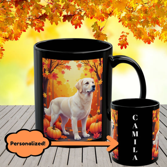 Cream Golden Retriever autumn mug, personalized coffee cup for Retriever fans and fall gift - MySisterIsASurvivor