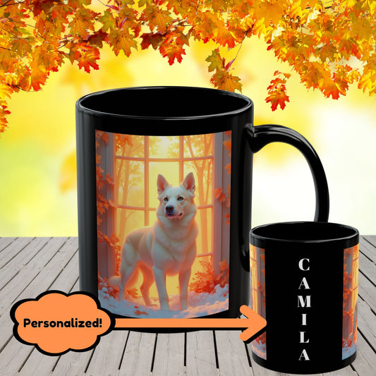 Cream German Shepherd Autumn Custom Mug - Personalized Fall Coffee Cup for Dog Owners & Gift Giving
