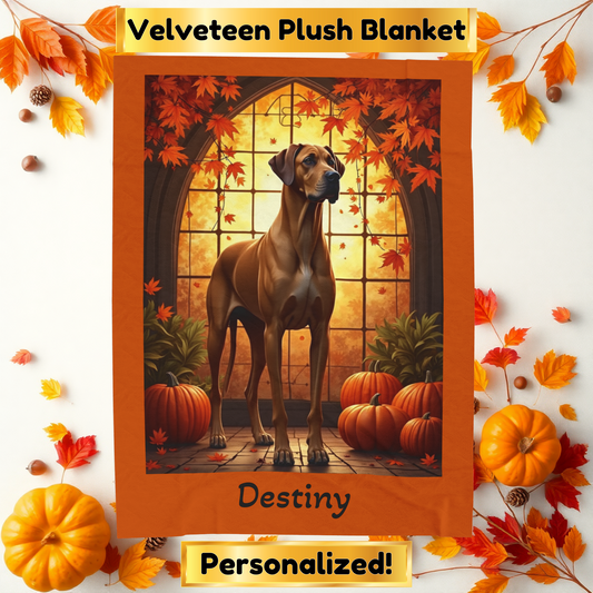 Fawn Great Dane velveteen plush blanket, soft plush throw, custom gift for Great Dane owners