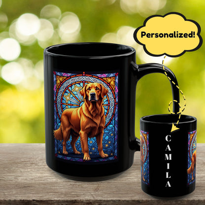 Red Golden Retriever personalized stained glass dog mug, custom gift for Golden Retriever parents