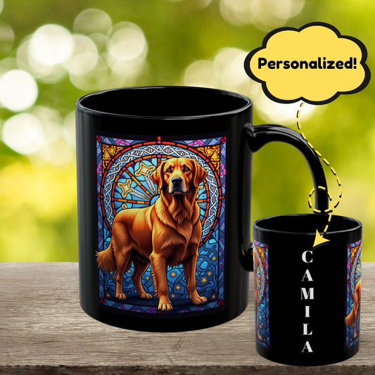 Red Golden Retriever personalized stained glass dog mug, custom gift for Golden Retriever parents