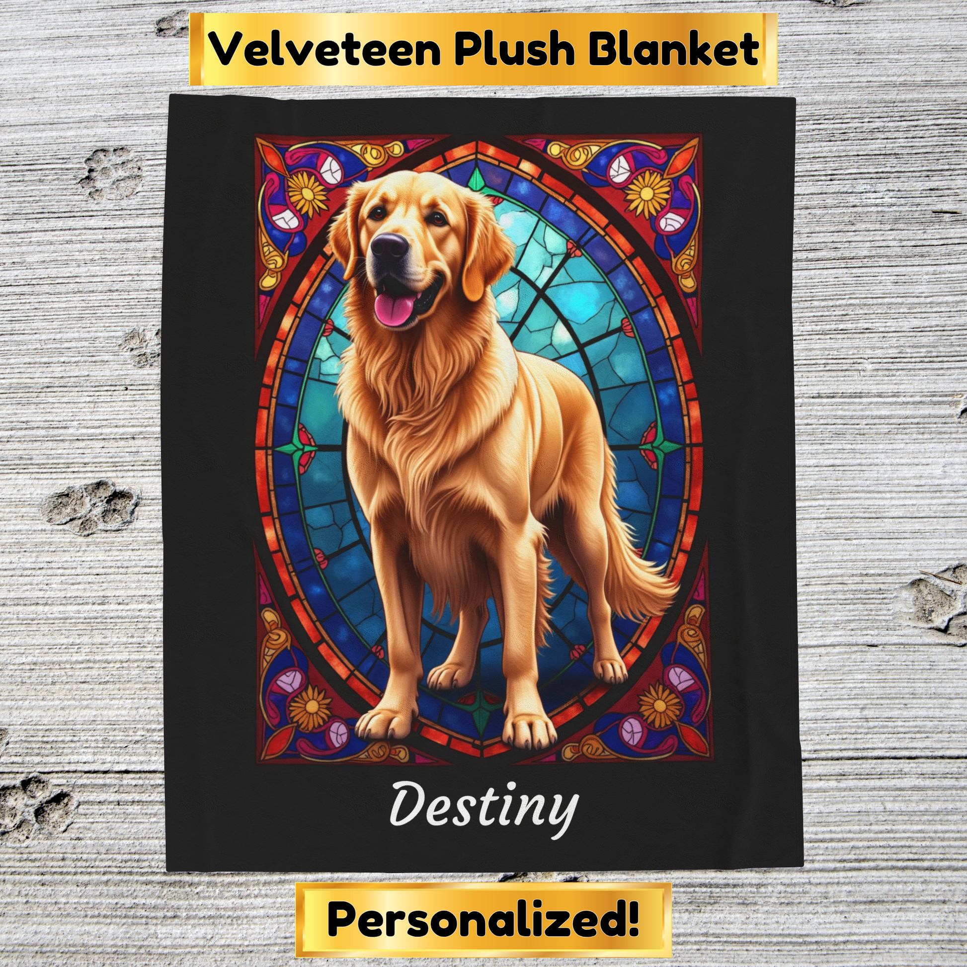 Golden Retriever Classic Coat Personalized Velveteen Plush Blanket, Unique Dog Lover Gift for Humans