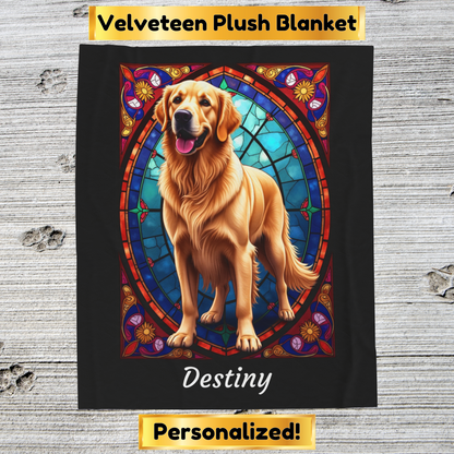 Golden Retriever Classic Coat Personalized Velveteen Plush Blanket, Unique Dog Lover Gift for Humans