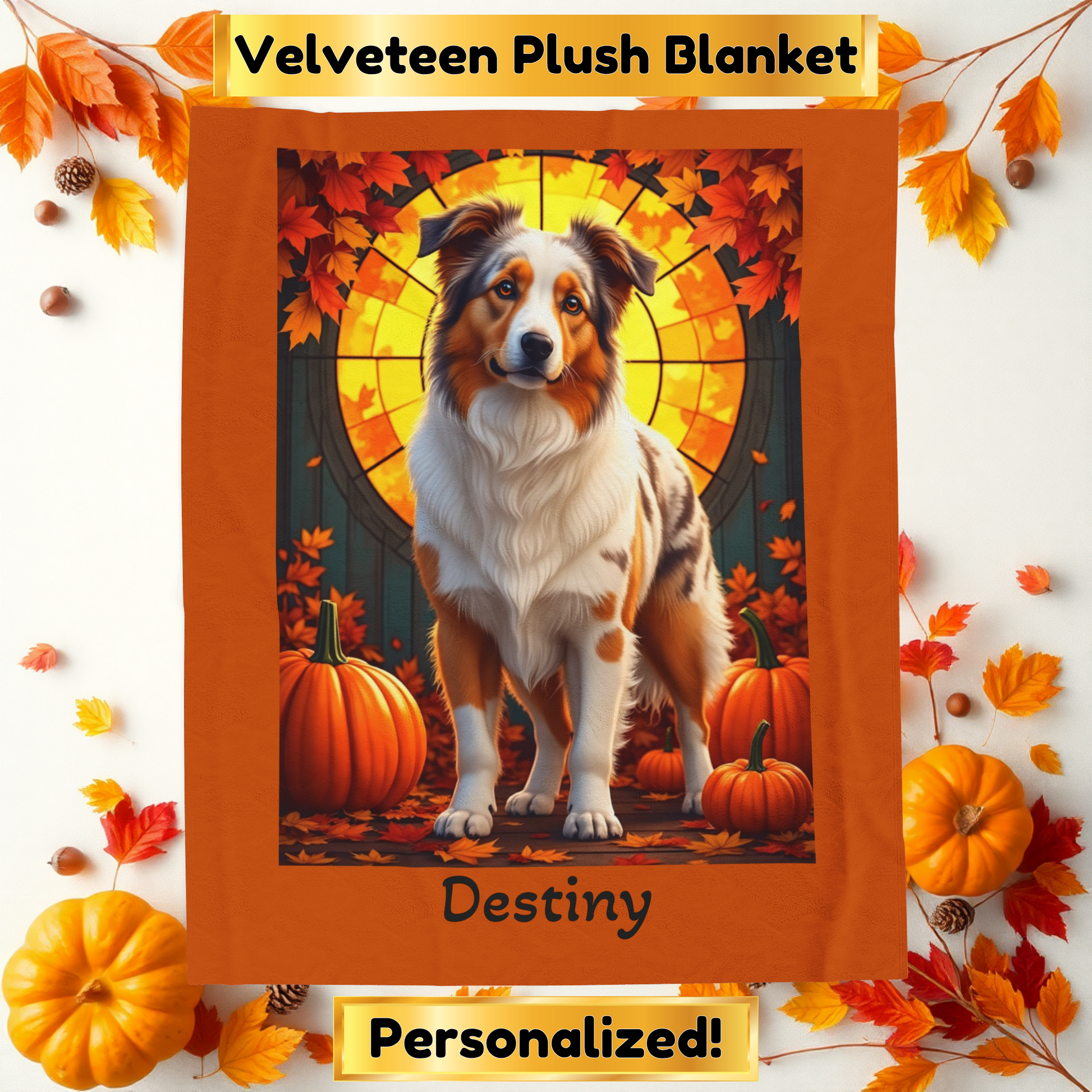 Australian Shepherd Red Merle Coat Velveteen Blanket, Personalized Dog Throw, Custom Herding Breed Gift