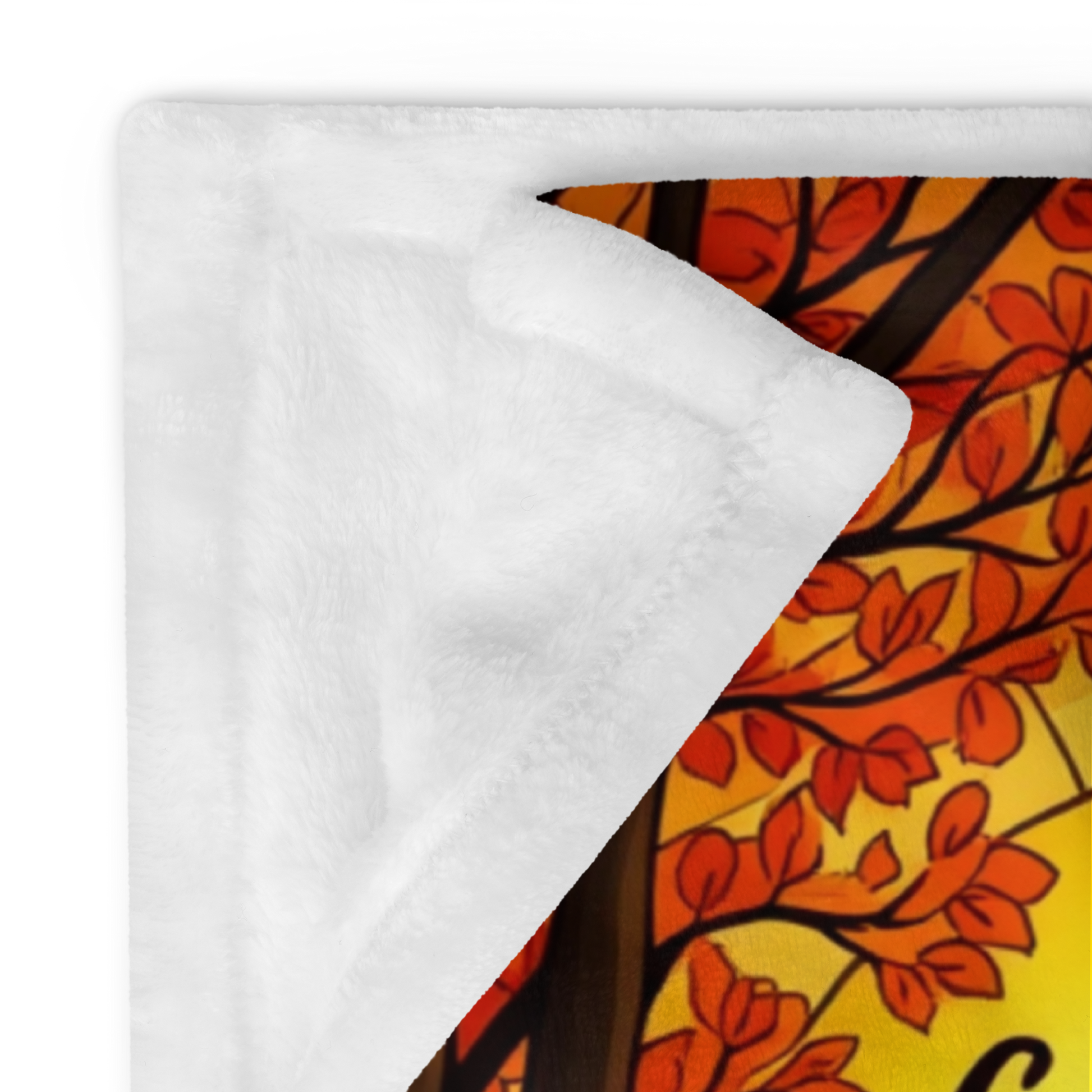 Motivational blanket with “Grateful Today, Stronger Tomorrow,” positive fall mindfulness message.