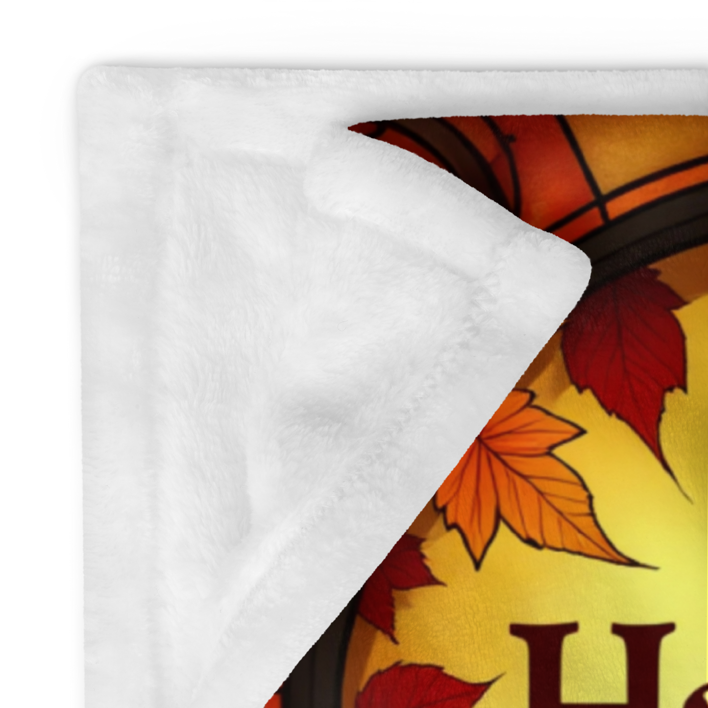 Inspirational blanket with “Harvest Hope, Joy, and Self-Love,” cozy Thanksgiving mindfulness design.